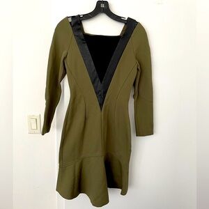 Emilio Pucci khaki dress with lamskin leather trim NWOT